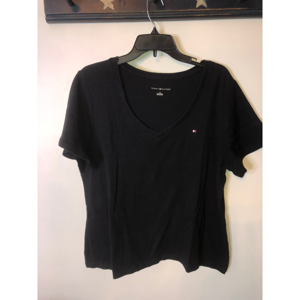 TOMMY HILFIGER T-Shirt Short Sleeve 1XL Top V Neck Retro Preowned